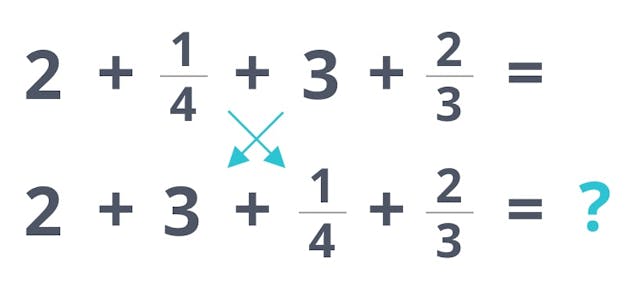 Swap addends, adding mixed numbers