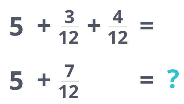 Adding fraction parts of mixed numbers