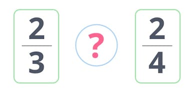 Comparing 2/3 and 2/4. Which is greater?