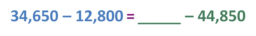 34,650 - 12,800 = unknown - 44,850