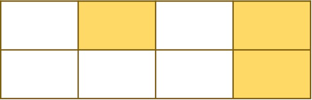 3 out of 8 parts of the rectangle are colored