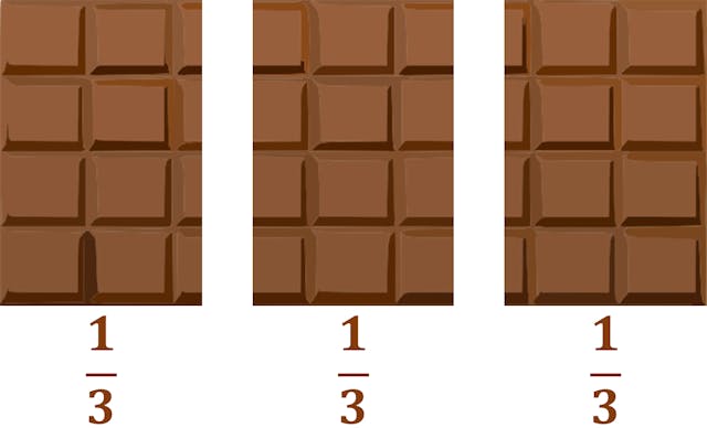 3 one-third slices of chocolate