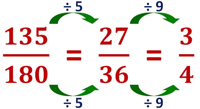 simplifying fraction by dividing the numerator and the denominator by 9