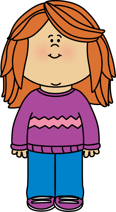 A girl wearing a purple sweater.