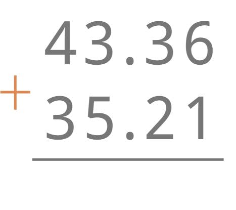 43.36 + 35.21 = ?