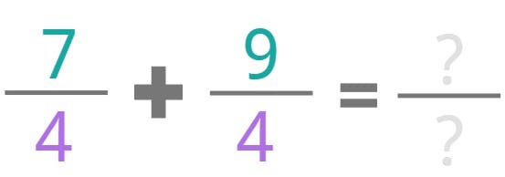 adding improper fractions with like denominators