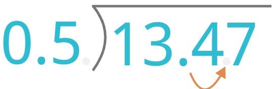 13.47 ÷ 0.5 = ?