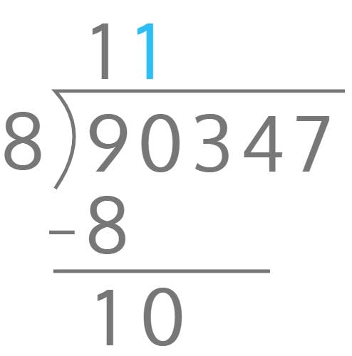 90347 ÷ 8 = ?