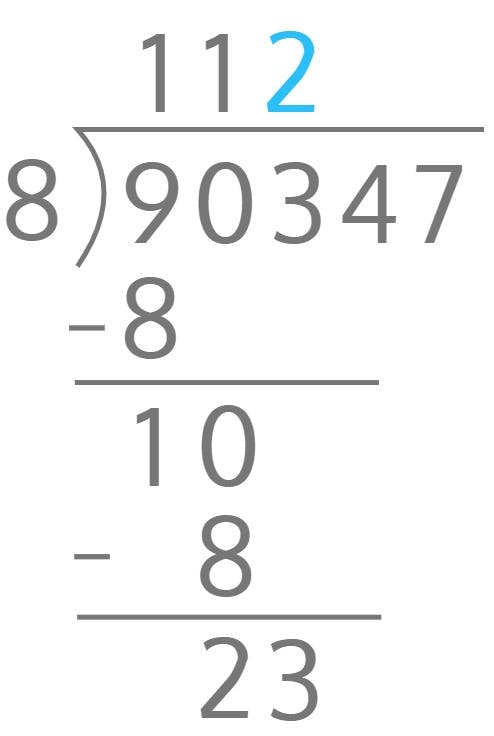 90347 ÷ 8 = ?