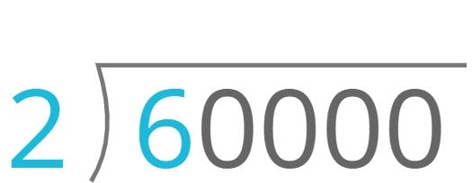 60000 ÷ 2 = ?