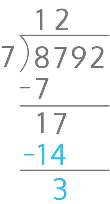 8792 ÷ 7 = ?