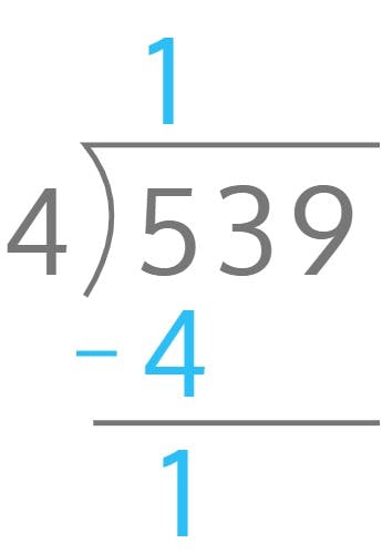 539 ÷ 4 = ?