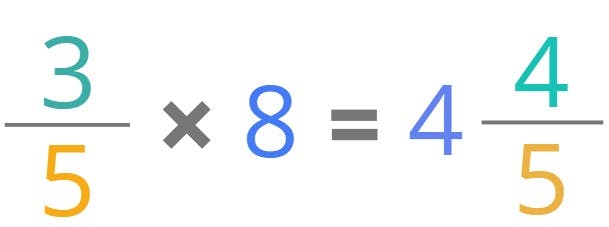 3/5 x 8 = 4 4/5