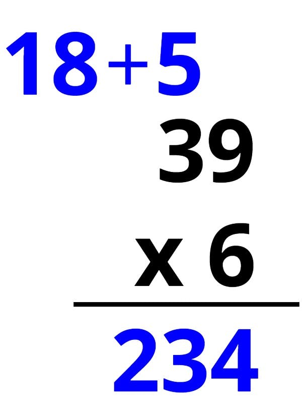 39 x 6 = 234