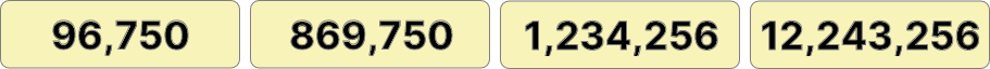 96,750 | 869,750 | 1,234,256 | 12,243,256